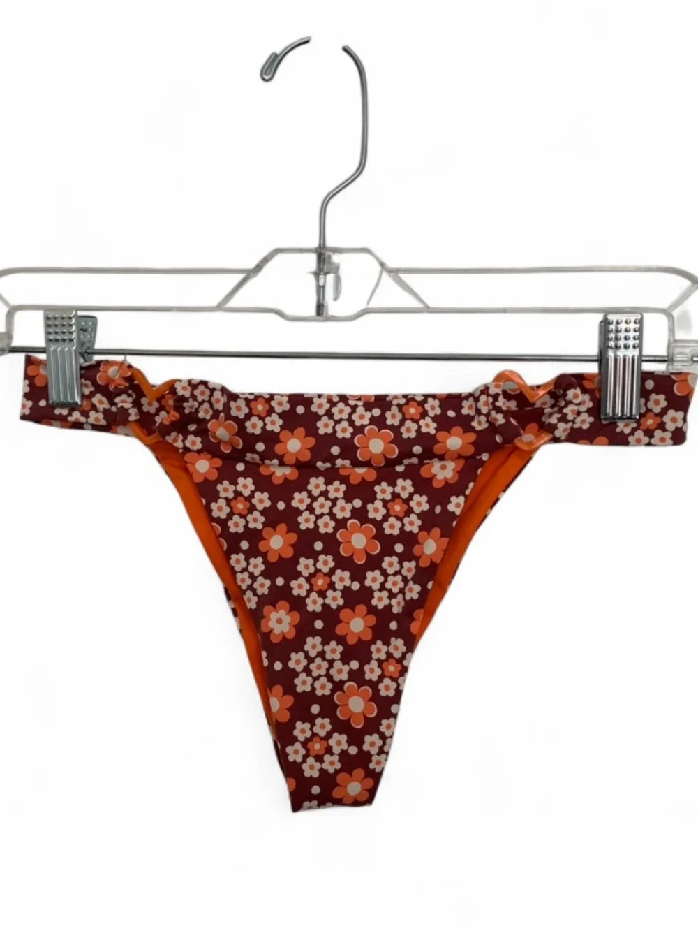Frankie’s Bikinis Eden Floral Bikini Bottoms in Brown & Orange